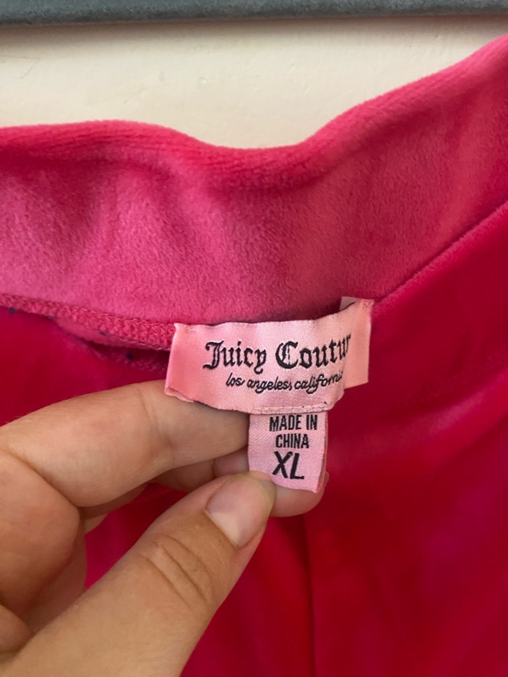 Juicy Couture Hot Pink Velour Track Pants Rhinestone Bling Flare Size XL Y2K - Picture 4 of 5